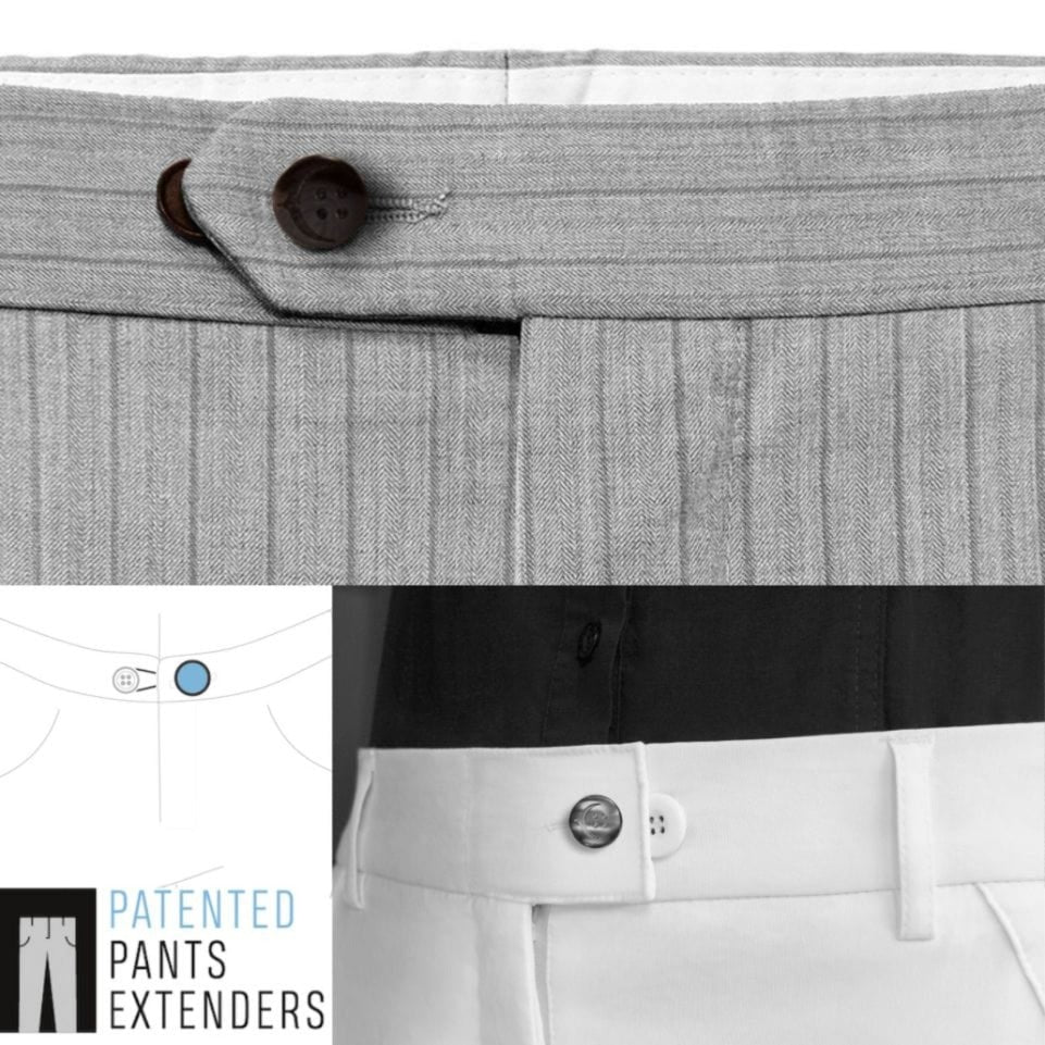 The Executive Travel Set - Shirt Collar Extender, Pant Waist Extender and 2 Collar Stays (4pcs, White and Black)